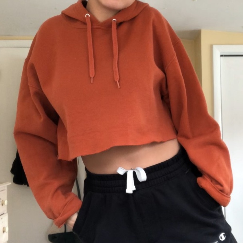 Burnt Orange Cropped Hoodie